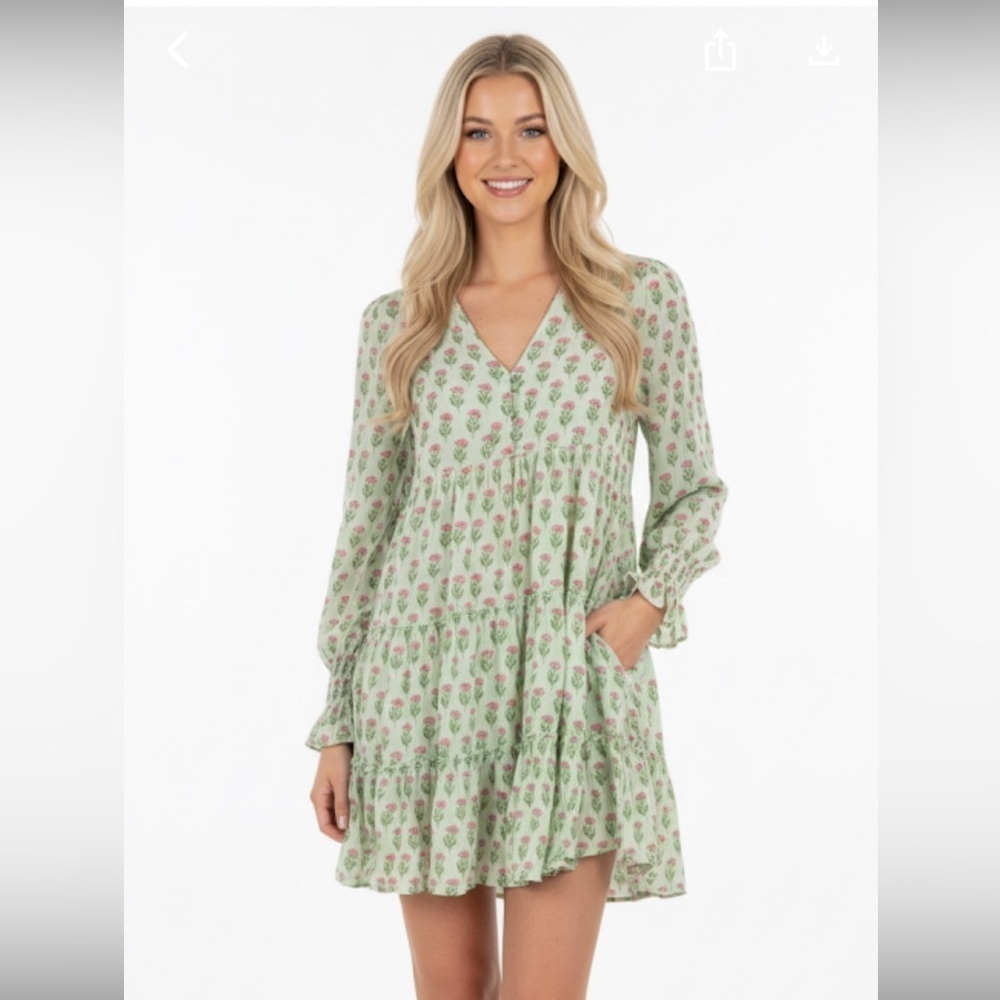 TUCKERNUCK BY POMANDER PLACE Green floral dress size xsmall